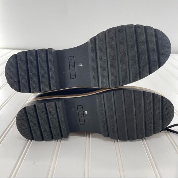 ESPRIT Elaine Black Faux Fur Platform Preppy Lace Up Strappy Boots Size 8.5 - Picture 7 of 10